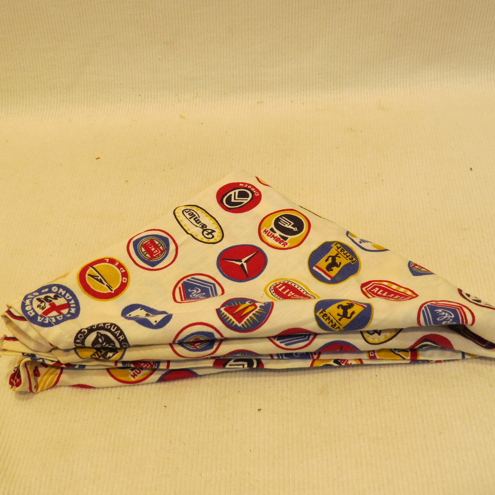 Vintage Car Logos Head Scarf Convertibles MG Bugati F… Gem