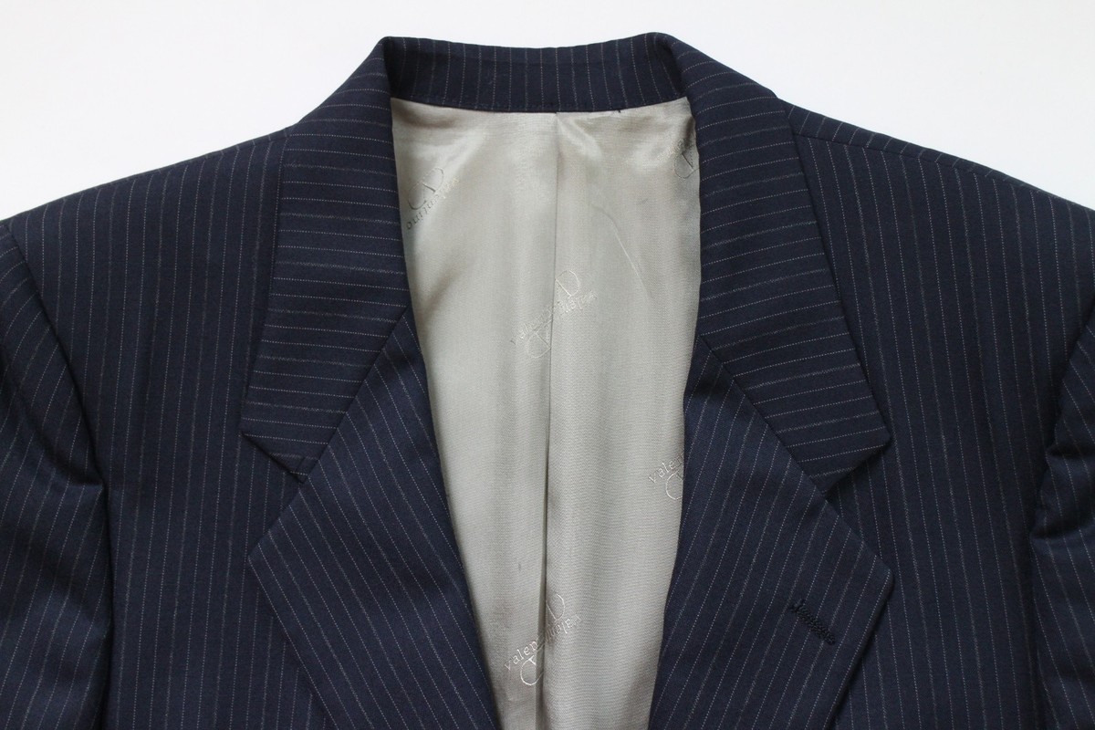 ジャケット VALENTINO NAVY BLUE WOOL BLAZER NWT Valentino Navy Blue Cotton Blend Classic 2-Button Blazer