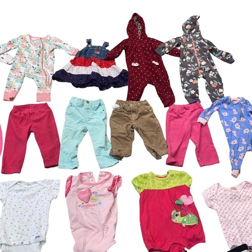 Lot Of Mixed Infant Baby Girl Clothes 12 Months: 32 Mixed Clothing Pieces Total - Picture 4 of 7