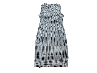 Calvin Klein Womens 8 Jacquard Sheath Dress Black/ White Sleeveless MINT