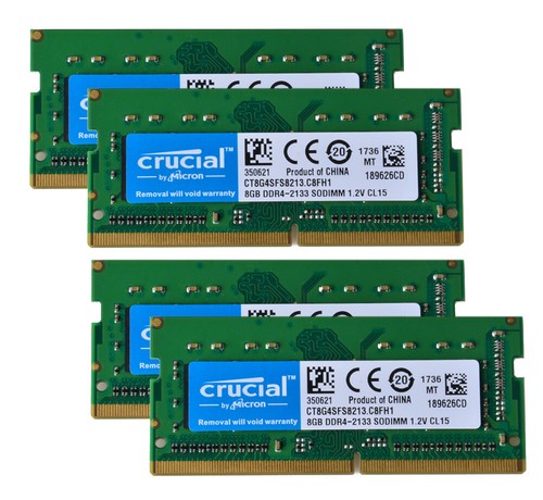 Crucial 4x 8GB 1RX8 DDR4-17000 PC4-2133P 1.2V CL15 SO-DIMM Laptop Memory RAM 6@6 - Picture 6 of 9