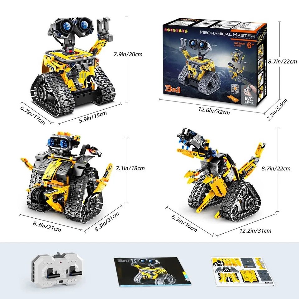 HOGOKIDS Tecnología Bloque de Construcción Robot Control Remoto 3 en 1 RC Juguete de Construcción Foto 3 de 4