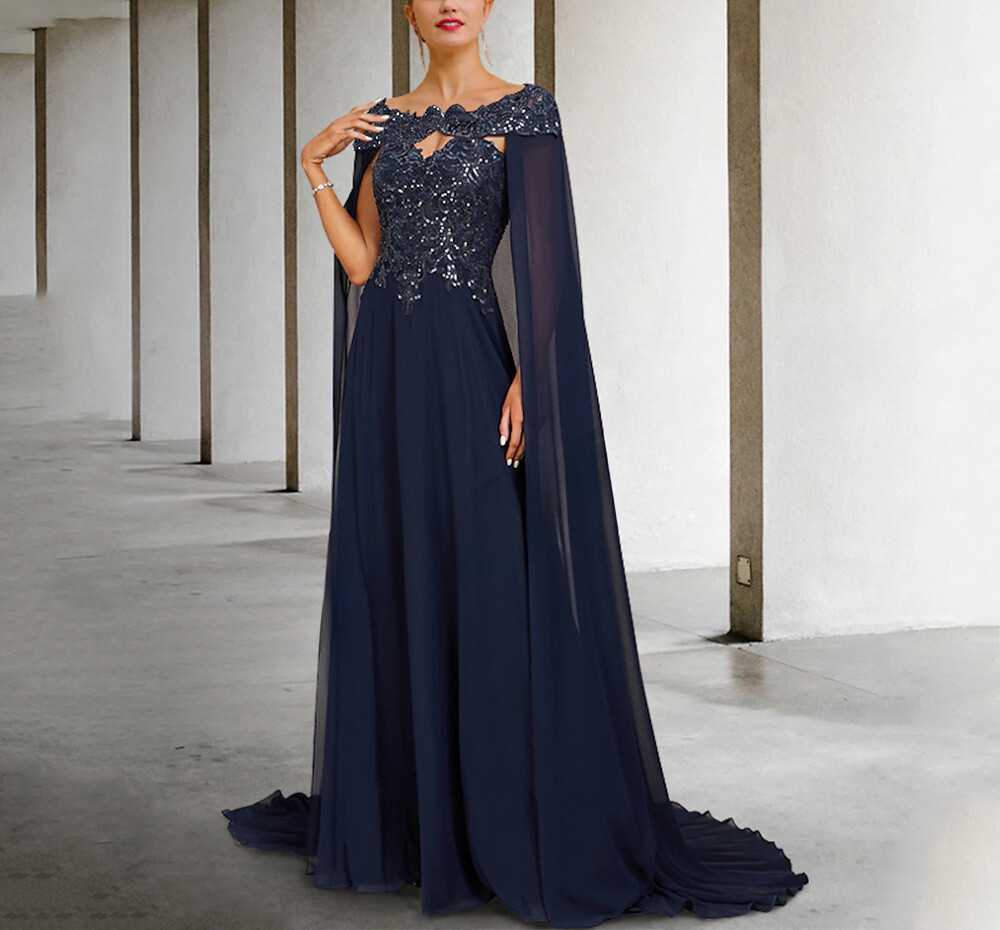Navy Blue Mother of The Bride Dress Applique Wedding Guest Dresses Evening  Gown | eBay