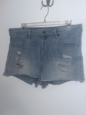 Womens Bullhead High-Rise Shorts Light Wash Distressed Cutoff Size 31