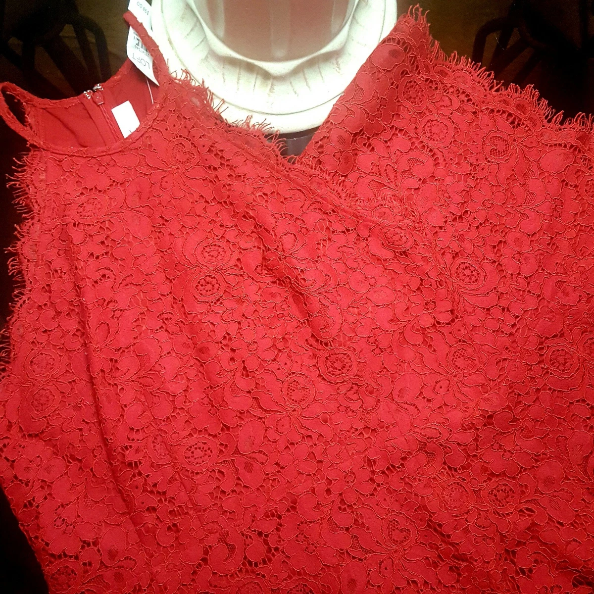 Loft red top lace dress