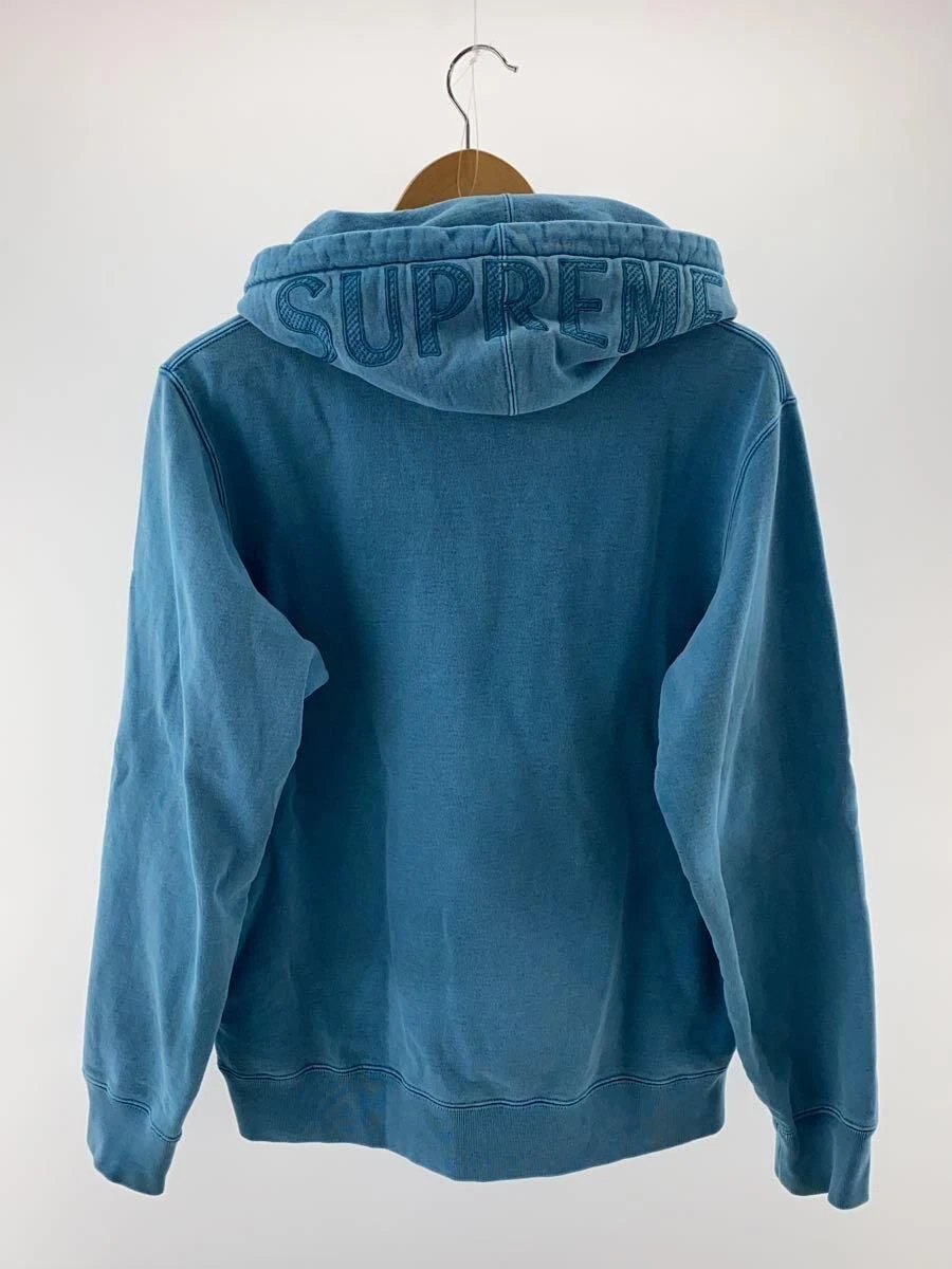 Felpa Supreme con cappuccio S cotone blu tinta unita usata