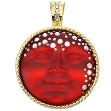 KIRKS FOLLY Illusion Goddess Seaview Moon Foldover Magnertic Pendant  goldtone