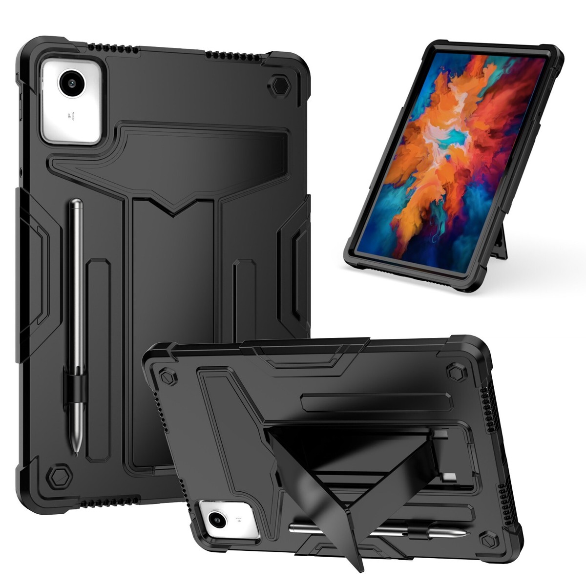 Cover per Lenovo Tab M11 2024 11 inches custodie+1 Pezzi Vetro Temperato,Gomma Protezione Protettivo,Ultra Sottile Antiurto Anti-Graffio TPU Flessibile Case-Red