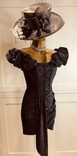 Lavish Alice UK10 Black & Silver Statement Sleeve Fitted Stretchy Occasion Dress
