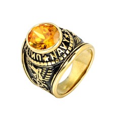 Vintage America US Army Navy Ring Stainless Steel Eagle Veteran Ring Size 7-13