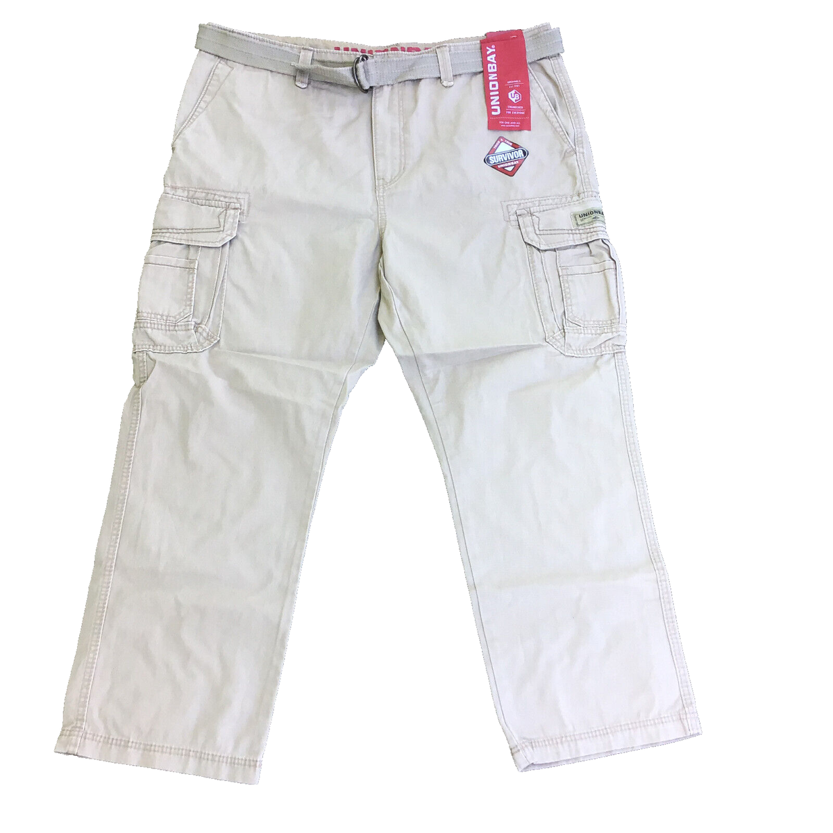 NWT UNION BAY Men's Survivor Beige Relaxed Fit Cargo Pants 40 x 30
