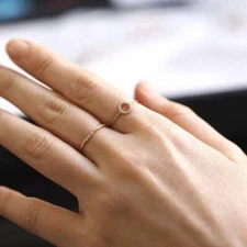 Diamond Open Circle Engagement Ring, Simple Diamond Gold, Promise Proposal Ring