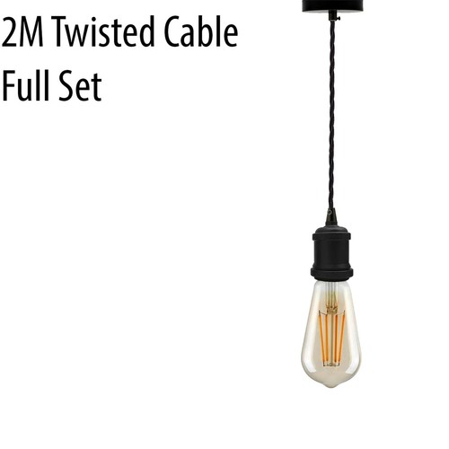 1 m, 2 m Deckenleuchte Fassung E27 Vintage Industrie Pendelleuchte Birnenhalter UK - Bild 28 von 136