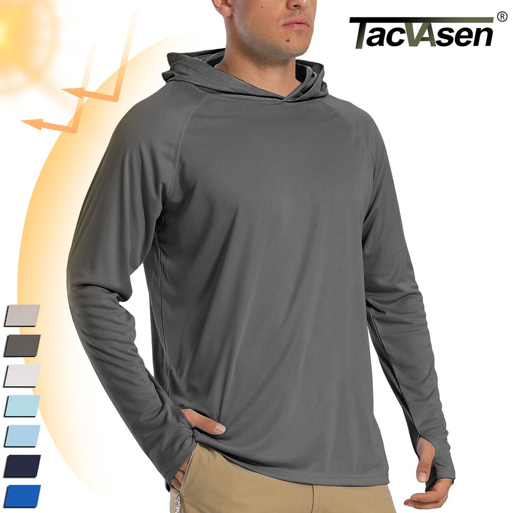 Tacvasen UPF50+ Men's Sun Protective Hoodie for Fishing & Outdoor Activities  