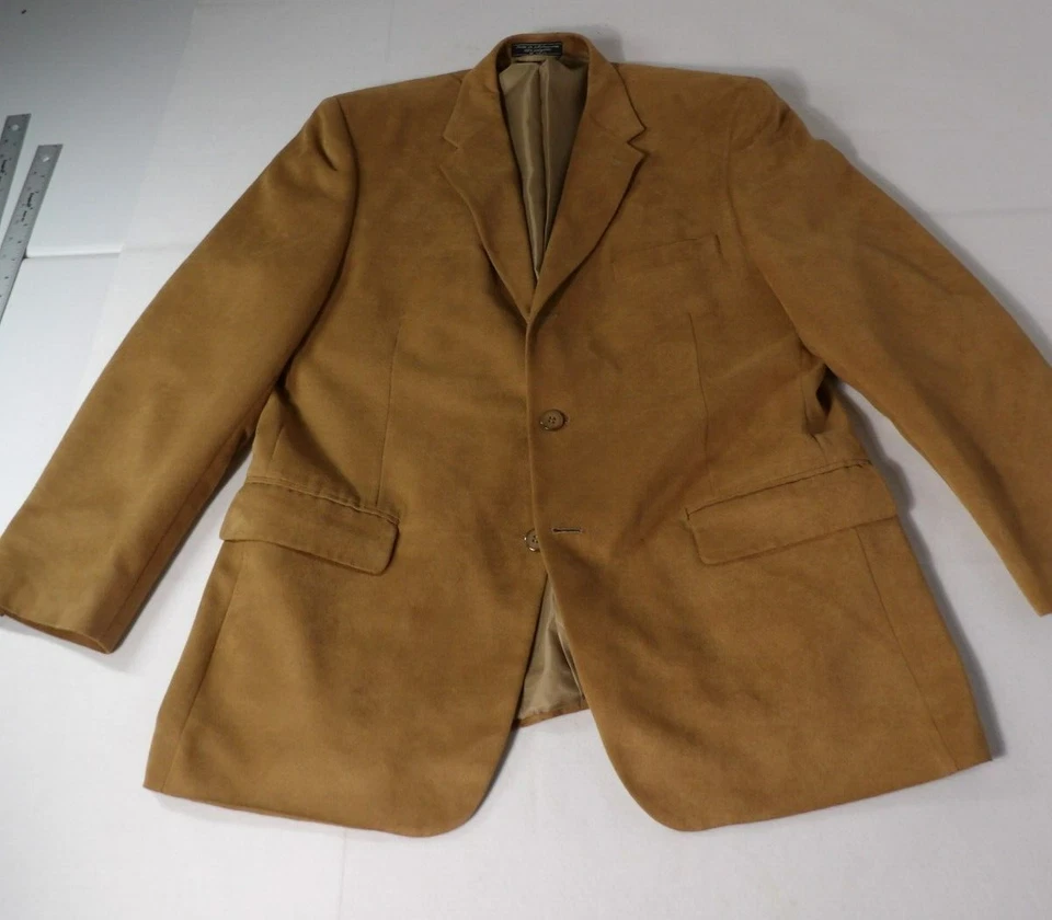 Blazer de gamuza Jeffrey Banks Supra para hombre talla 44 marrón camel abrigo deportivo vintage Foto 2 de 4