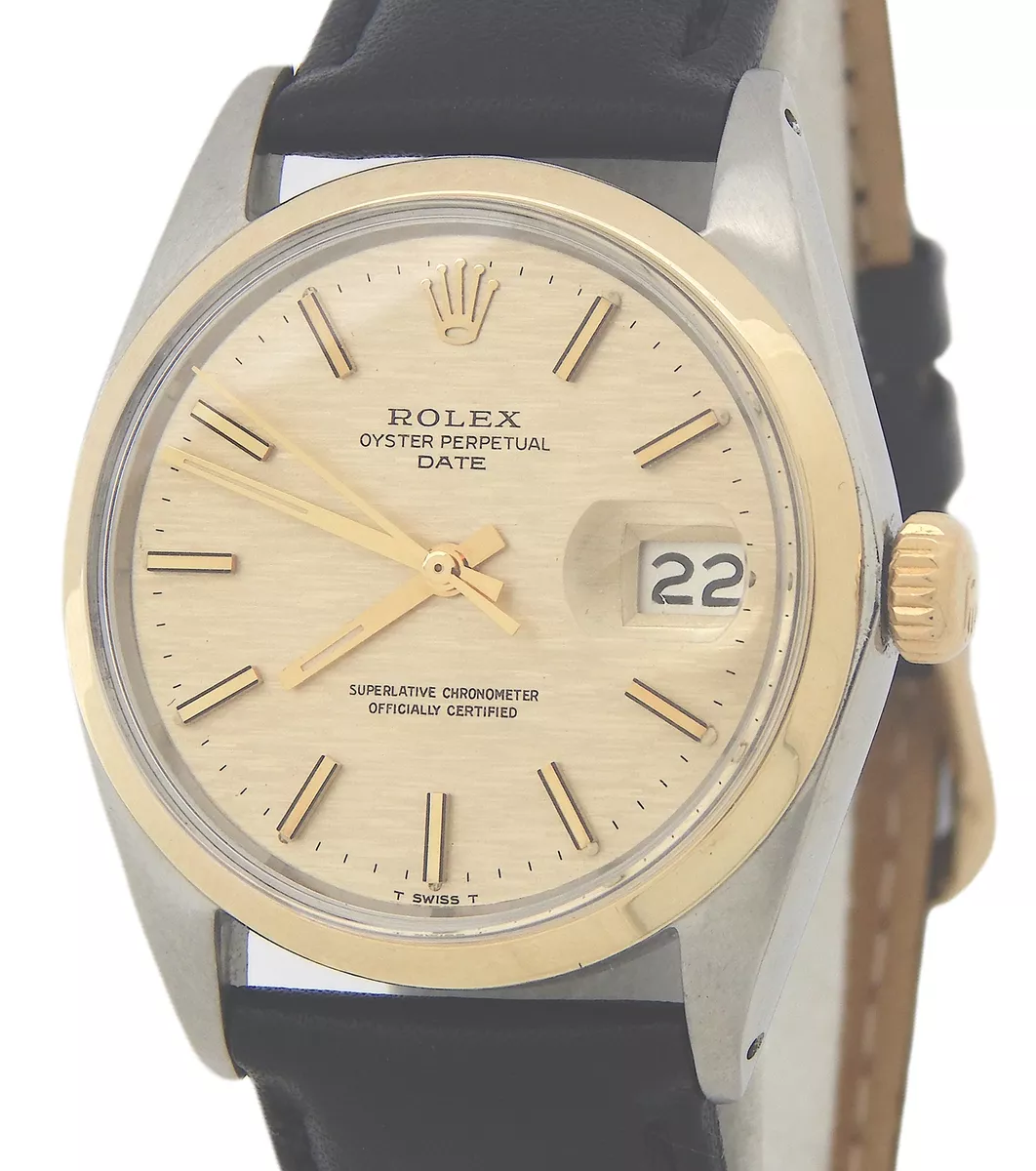 Rolex Date 1500 2Tone 14k Yellow Gold Stainless Steel Watch with