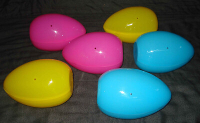 Celebrate! Plastic Pink Yellow Blue Spring Easter Decorating Large Egg Container