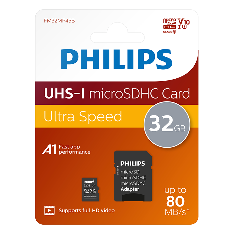 Philips 32GB Micro SDHC Card 32GB Memory Card With MicroSD Adapter phone Tablet