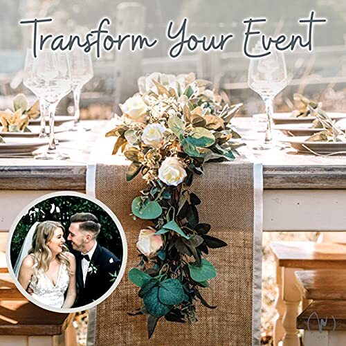 Eucalyptus Garland W Flowers 17 Ivory Roses Lush Natural Looking Floral