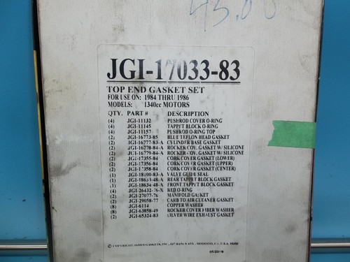 Genuine James Gasket Top End Cork Gasket Seal Kit 1984-1986 Harley 1340cc (HD22) - Bild 2 von 6