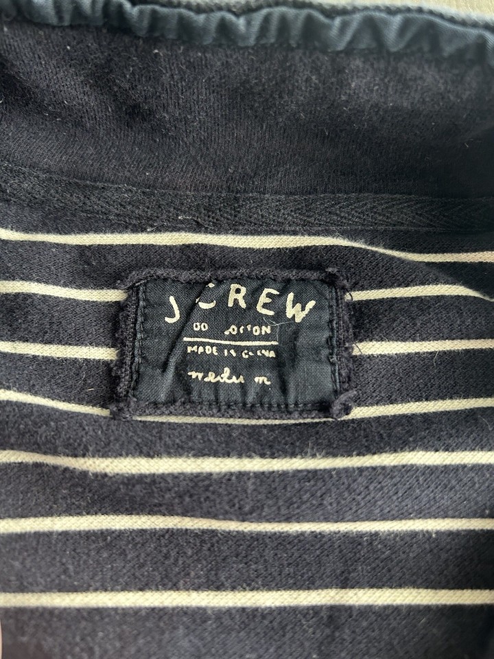 Mens J. Crew Striped sweater fullzip jacket Medium Navy White Sailing
