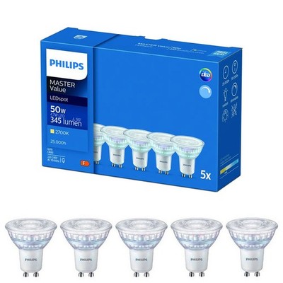 5er Pack Philips GU10 MASTER LED Strahler Value 4,7W wie 50W warmweiß 2700K 36°