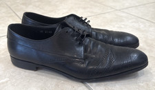PRADA - Black Leather Cap Toe Oxford Size 8 Dress Shoes Career Luxury Lace up