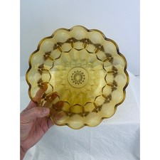 Vintage Amber Glass Scalloped Console Bowl — listing 3