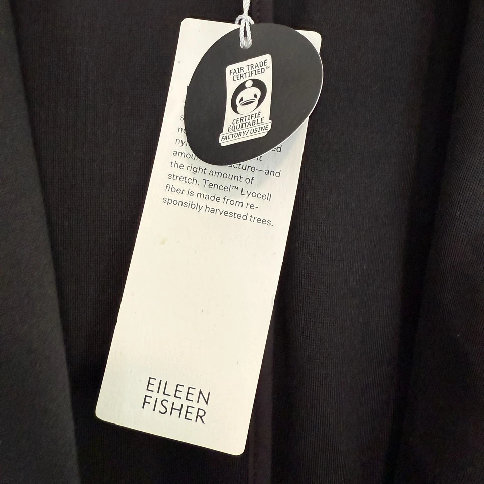 Chaleco largo cuello alto Eileen Fisher para mujer pequeño bolsillos abiertos sin mangas orgánico Foto 4 de 4