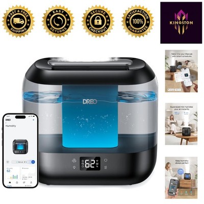 Top Fill Ultrasonic Humidifier with Nightlight & 28 dB Quiet Operation, Black