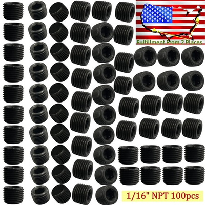 #ad NPT Plugs 1 16quot; Male Thread Allen Socket Pipe Pressure Plugs Pipe End Cap 100pcs $34.11