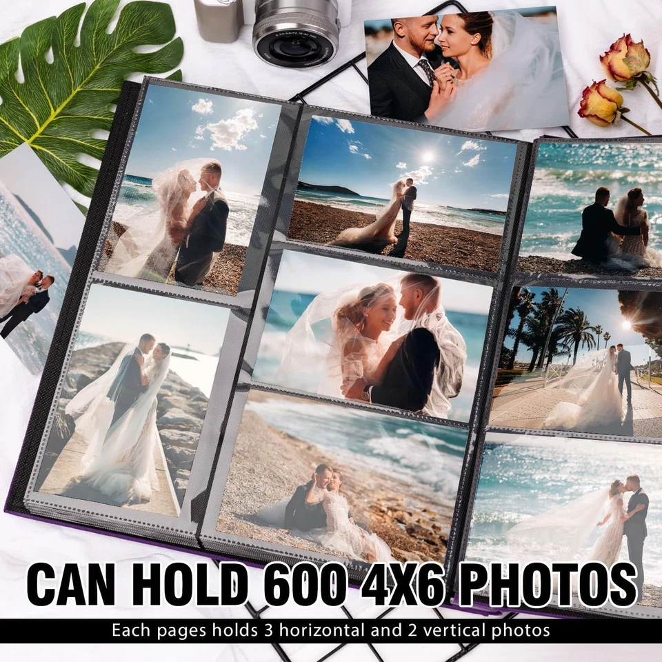 Photo Album 4x6 600 Photos, Leather Cover Extra Large Capacity Holds 600 Horizon - Image 4 of 4