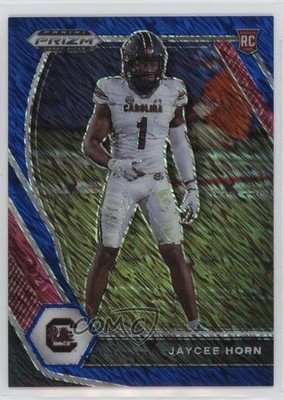 2021 Panini Prizm Draft Picks Blue Shimmer 4/13 Jaycee Horn #142 Rookie RC 0d6s