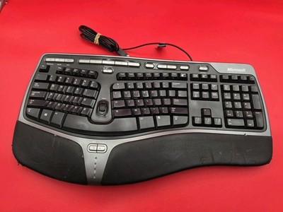 Microsoft Natural Ergonomic USB Wired Keyboard 4000 V1.0 Black KU-0462 Worn Rest