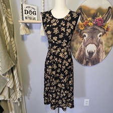 Ralph Lauren Floral Conch Belted Jersey Cap Sleeve Dress Size XS Elegant Lux