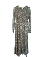 Old Navy Fit & Flare Smocked Floral Midi Dress Sleeveless Ruffle Tiered M Tall