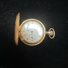 Antique Elgin Pocket Watch Gold Filled Hunter Case Etched Lady's Runs
