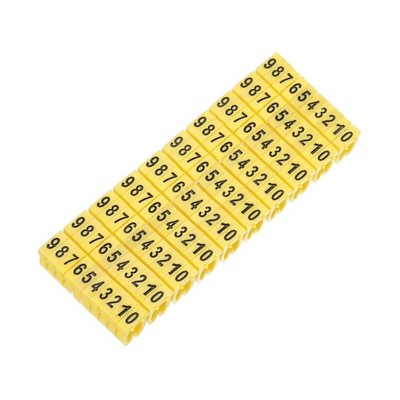 100Pcs Wire Label, 0-9 Digital Cable Labels Tags M2-L Type, Yellow