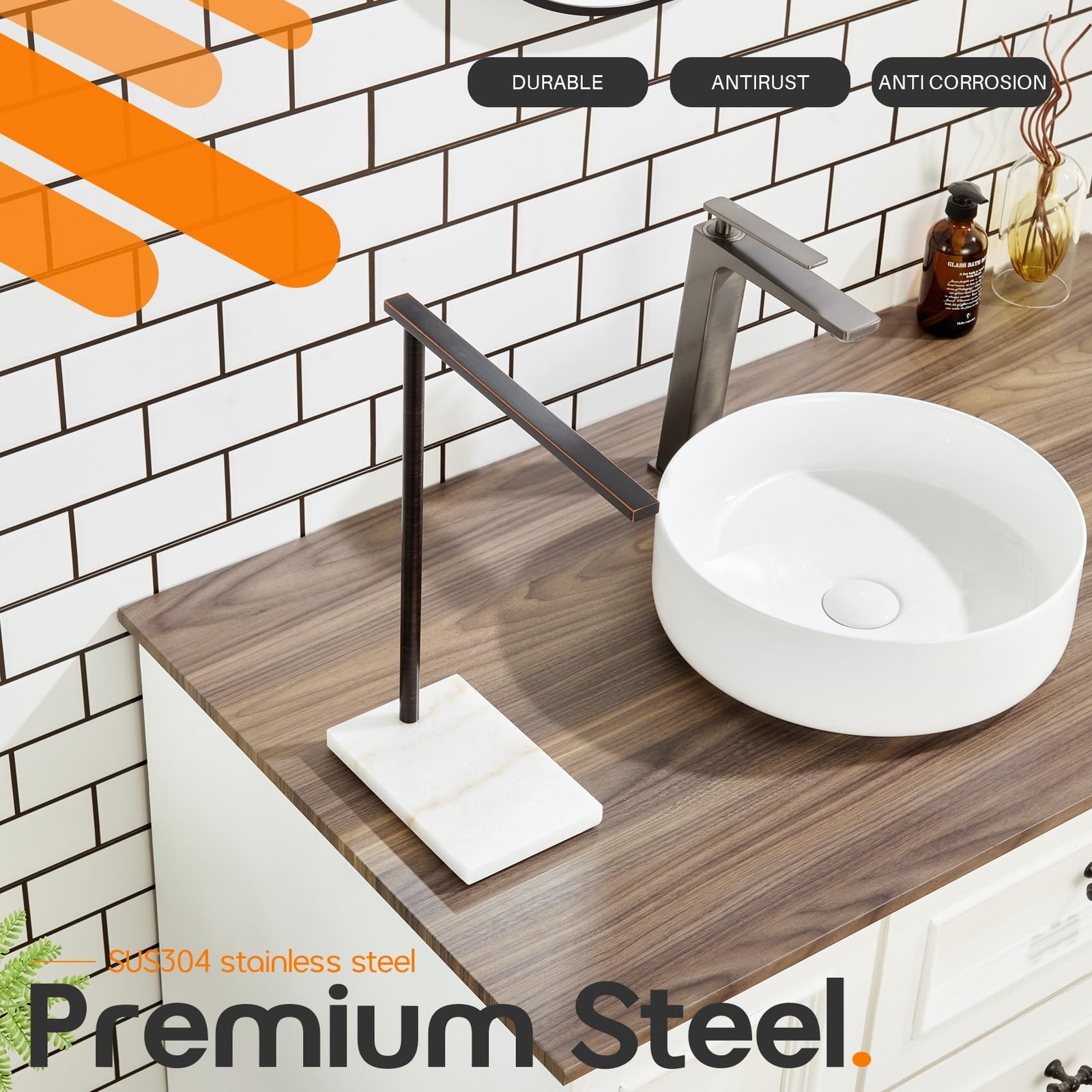 Hand Towel Holder for Bathroom Vanity Countertop 1-Tier 1-Bar Oil Rubbed Bronze
