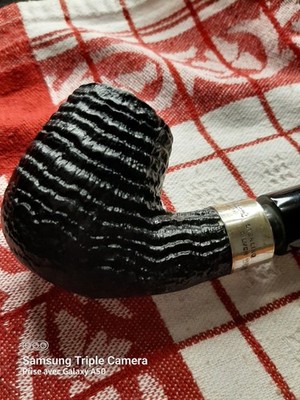 Peterston's Deluxe Big Craggy Ring Grain Blast Sterling. Neuwertige Pfeife 