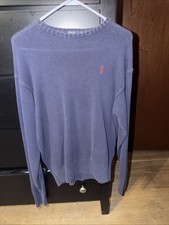 Polo Ralph Lauren Men  s Sweater Navy Blue 100 Cotton Crew Neck Pull-over sz-XL
