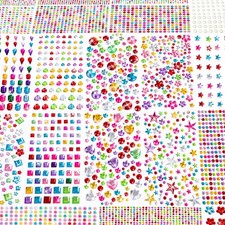 6124Pcs Gem Stickers-Self-Adhesive Face Jewelry Stickers, Acrylic Gems DIY Cr...