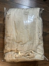 New Donna Karan Victoria Falls Beige Embroidered Full/Queen Coverlet & Euro Sham