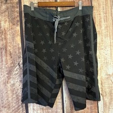 Affliction Swim Trunks Board Shorts Size 34 Flag Stars Stripes