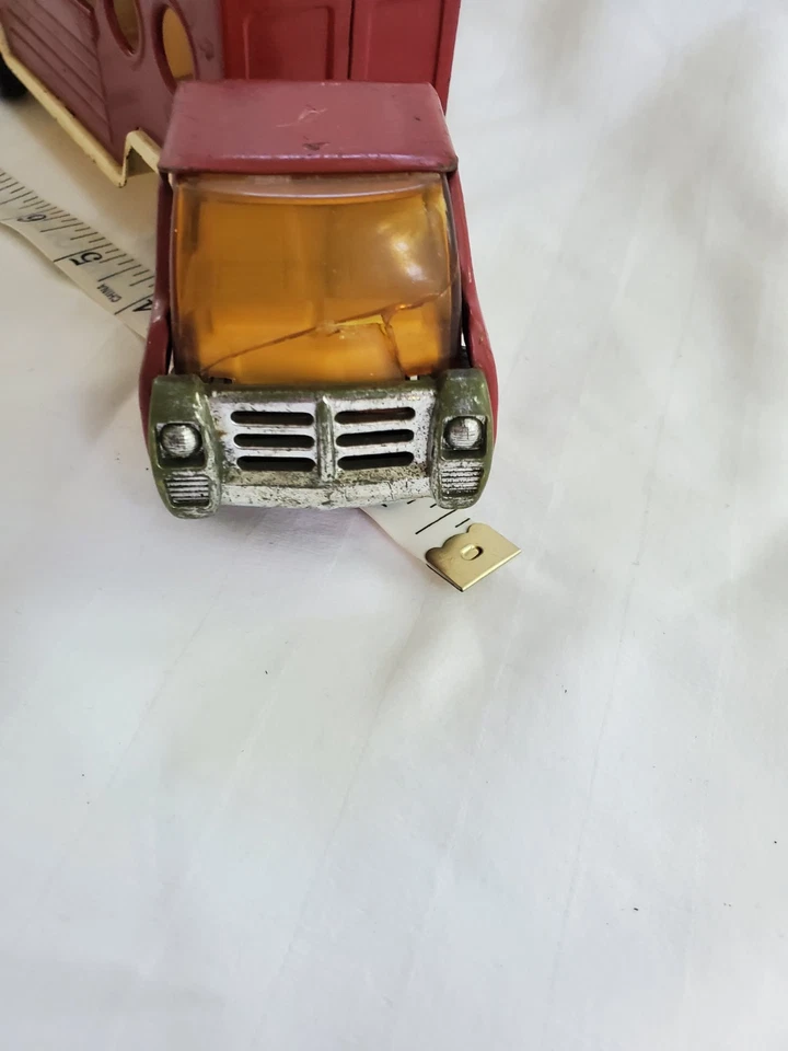 Camión remolque Buddy L para caballos de colección - cabina de plástico rojo y remolque desmontable años 80 Foto 3 de 4