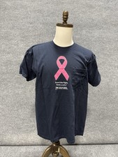 Vintage USPS Breast Cancer Awareness Ribbon T Shirt Bayside USA Made Navy Pocket