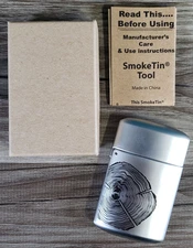 Vtg Marlboro Smoke Tin Tool Silver Portable Pocket Ashtray Wood Log Design NEW