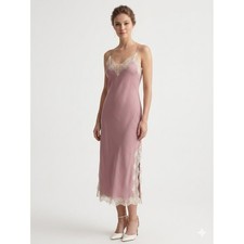 New Gap Slip Dress Large Lace Trim Maxi Muted Pink Lingerie Style Romantic Femme