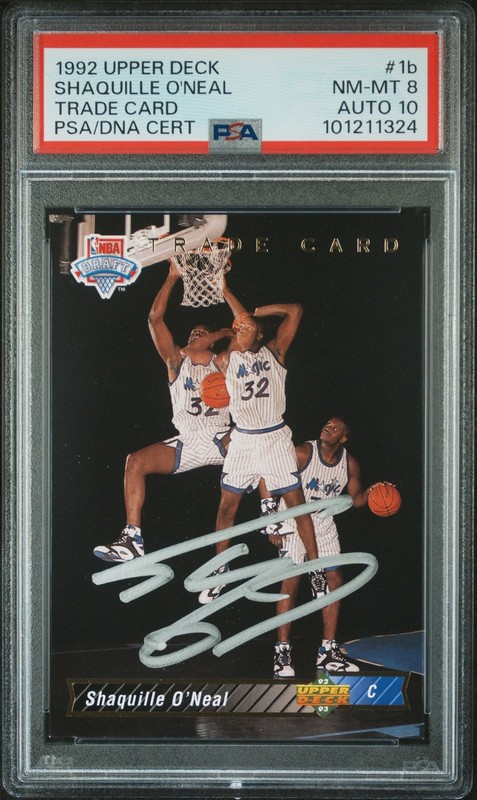 1992 Upper Deck #1b Shaquille O'Neal Silver IP Auto PSA 8