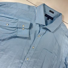 Tommy Hilfiger S Mens Button Down Long Sleeve 100 Cotton Lt Blue Stripe Shirt